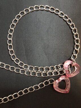 Slip Chain Choker with Pink Plastic Hearts: An Ellen Original (#RLC)